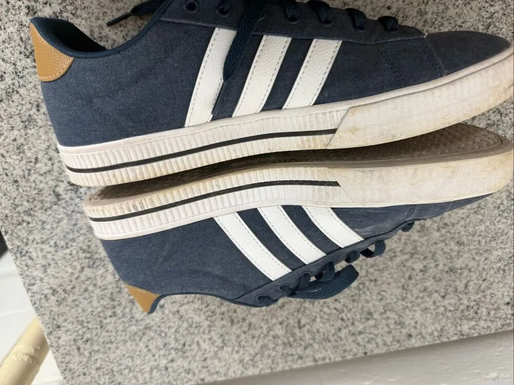 Adidas Derby Vulc Men’s 11.5 Navy Blue Canvas Sneakers White Stripes F99115
